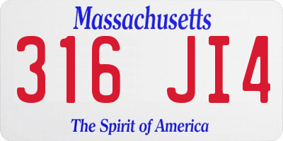 MA license plate 316JI4
