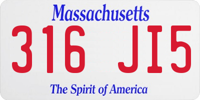MA license plate 316JI5