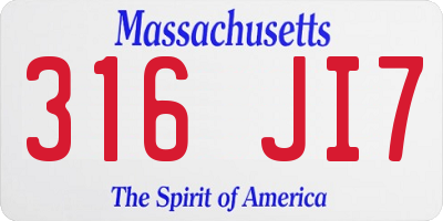 MA license plate 316JI7