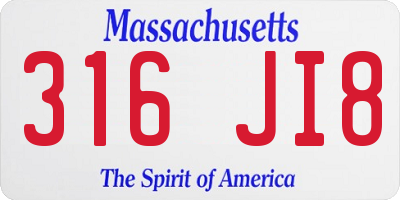 MA license plate 316JI8