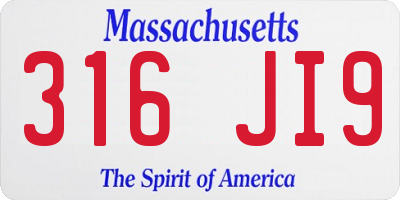 MA license plate 316JI9