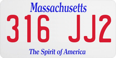 MA license plate 316JJ2