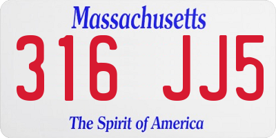MA license plate 316JJ5