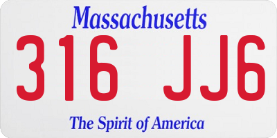 MA license plate 316JJ6