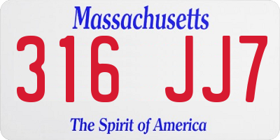MA license plate 316JJ7