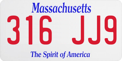 MA license plate 316JJ9