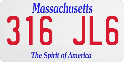 MA license plate 316JL6