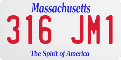 MA license plate 316JM1