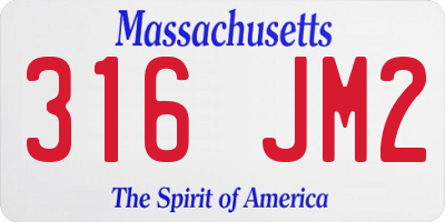 MA license plate 316JM2