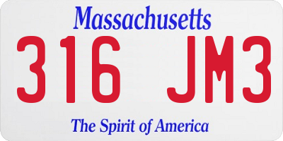 MA license plate 316JM3