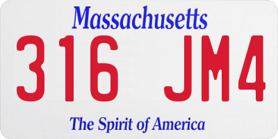 MA license plate 316JM4