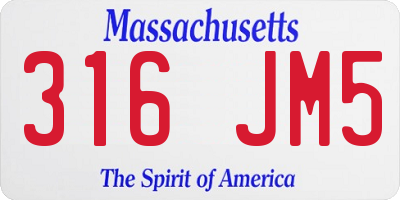 MA license plate 316JM5