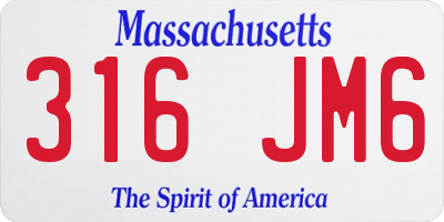MA license plate 316JM6