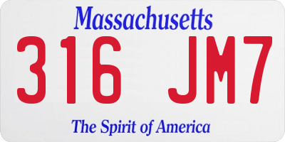 MA license plate 316JM7