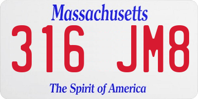 MA license plate 316JM8