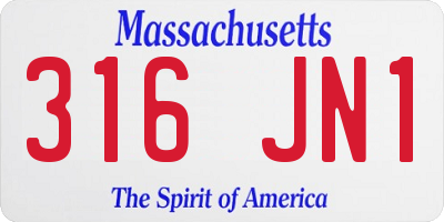MA license plate 316JN1