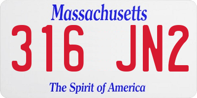 MA license plate 316JN2