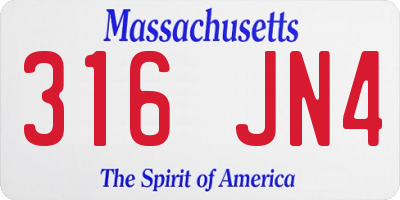 MA license plate 316JN4