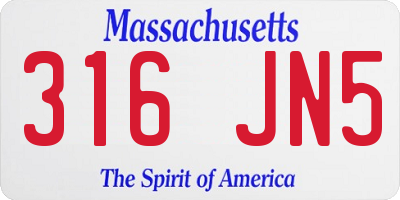 MA license plate 316JN5