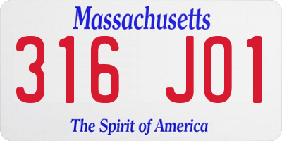 MA license plate 316JO1