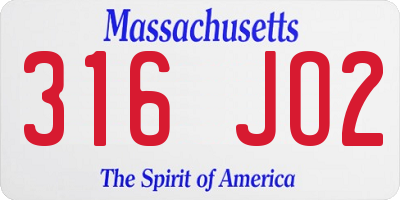 MA license plate 316JO2