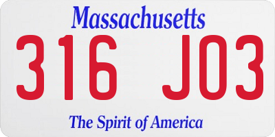 MA license plate 316JO3