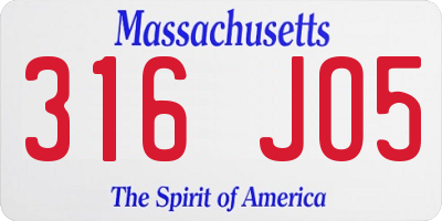 MA license plate 316JO5
