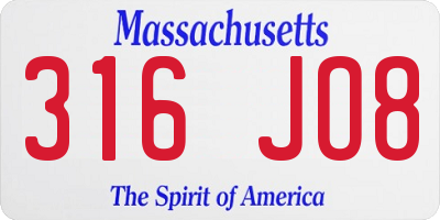 MA license plate 316JO8