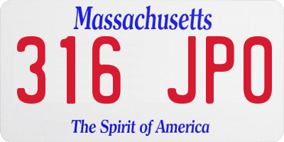 MA license plate 316JP0