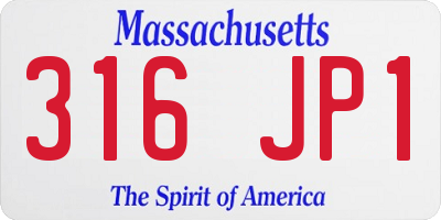 MA license plate 316JP1