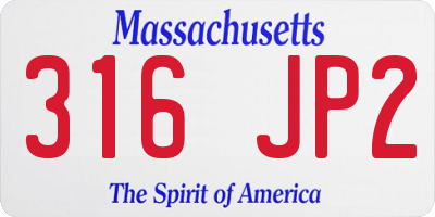 MA license plate 316JP2