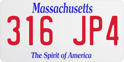 MA license plate 316JP4