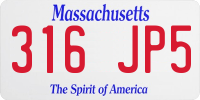 MA license plate 316JP5