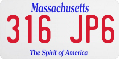 MA license plate 316JP6