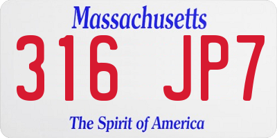 MA license plate 316JP7