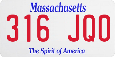 MA license plate 316JQ0