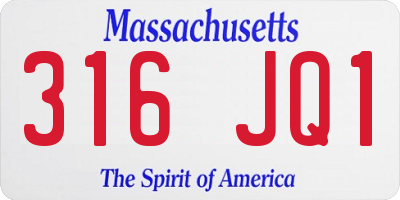 MA license plate 316JQ1
