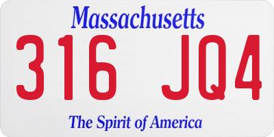 MA license plate 316JQ4