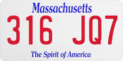 MA license plate 316JQ7