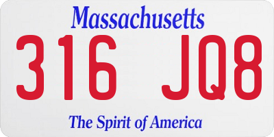 MA license plate 316JQ8