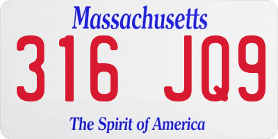 MA license plate 316JQ9