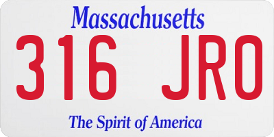 MA license plate 316JR0
