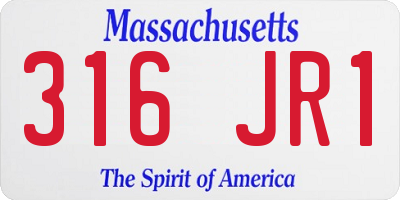 MA license plate 316JR1