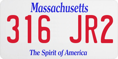 MA license plate 316JR2
