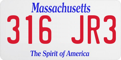 MA license plate 316JR3