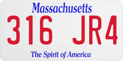 MA license plate 316JR4
