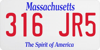 MA license plate 316JR5