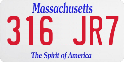 MA license plate 316JR7