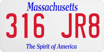 MA license plate 316JR8