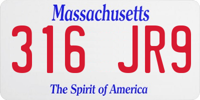 MA license plate 316JR9